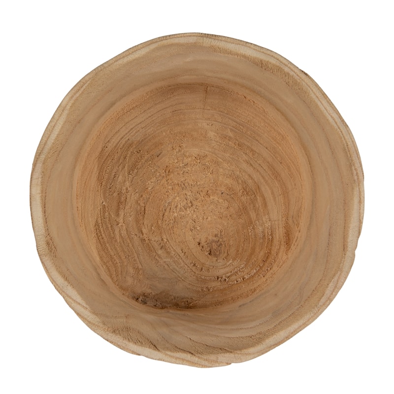 Scalloped Edge Paulownia Wood Decorative Bowl - 10.24"L x 10.2"W x 7.48"H