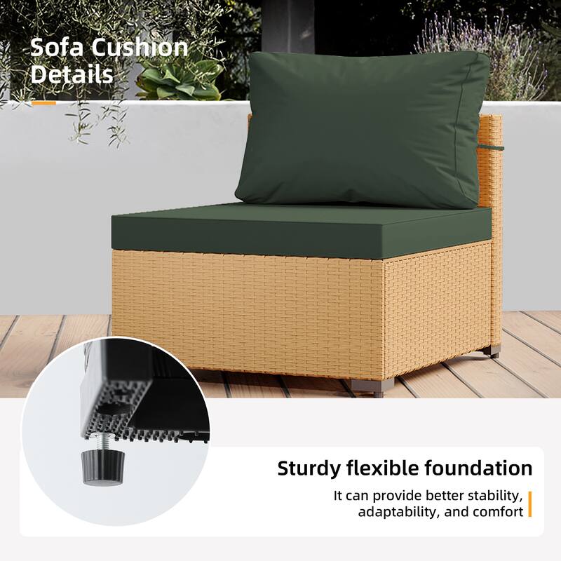 Patio Watcher Patio Conversation Set 9-Piece Yellow Wicker Sectional Seating Group with Cusions