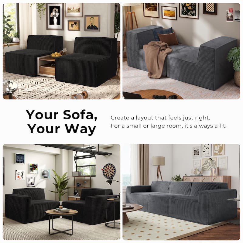Furniture of America Navir Modern 5-Piece Chenille Foam Modular Sofa and Loveseat Set