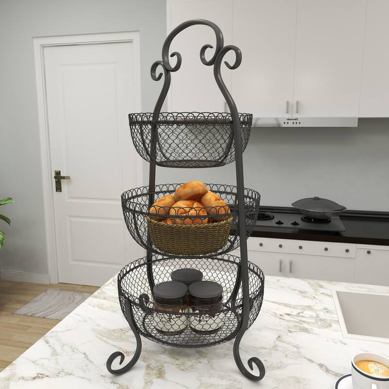 Black Metal Decorative Tiered Server