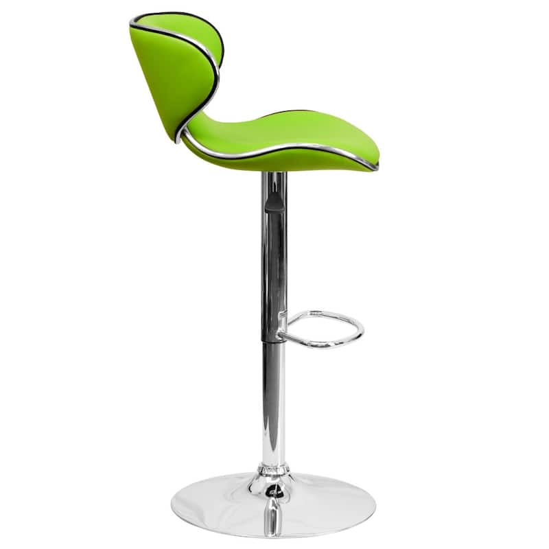 Contemporary Cozy Mid-back Vinyl Height-adjustable Chrome Barstool - 16"W x 17.5"D x 34.5" - 43"H