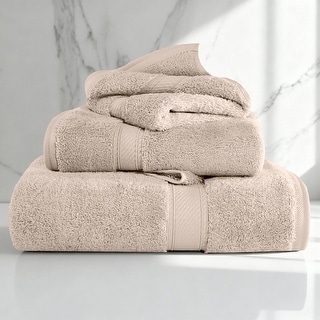 Superior Egyptian Cotton 3 Piece Towel Set Ultra Plush & Absorbent Bath, Hand & Face Towels, Heavyweight Spa Quality