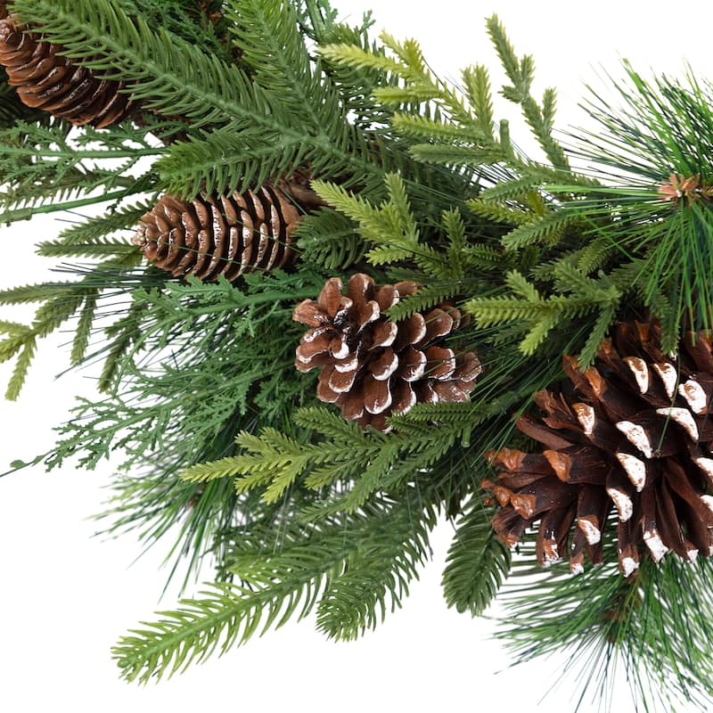 Mixed Birch and Cedar Iced Pinecone Artificial Christmas Wreath - 28" - Unlit