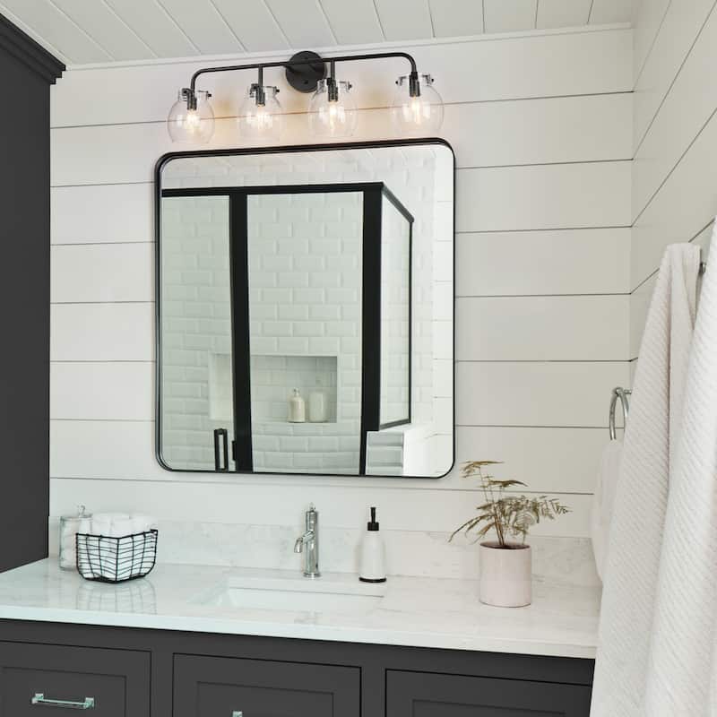 Olia Modern Farmhouse Bathroom Vanity Light Black Glass Wall Sconces