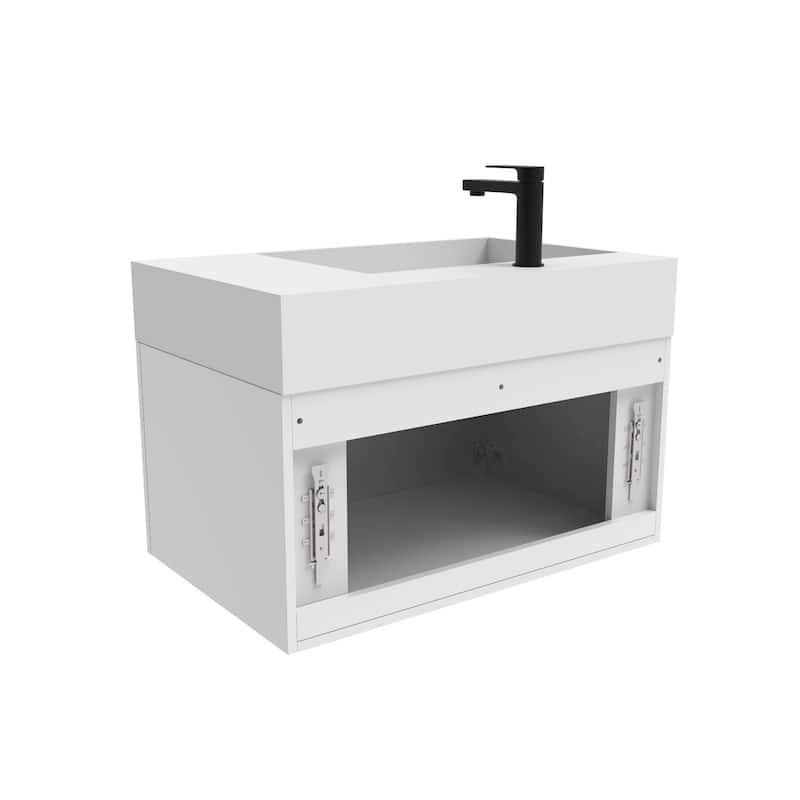 Amazon 30" Wall Mounted Bathroom Left Basin Vanity Set w/ White Top
