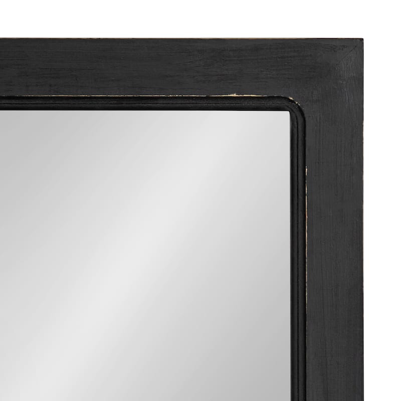 Kate and Laurel Jackson Distressed Wood Windowpane Mirror w/MetalShelf