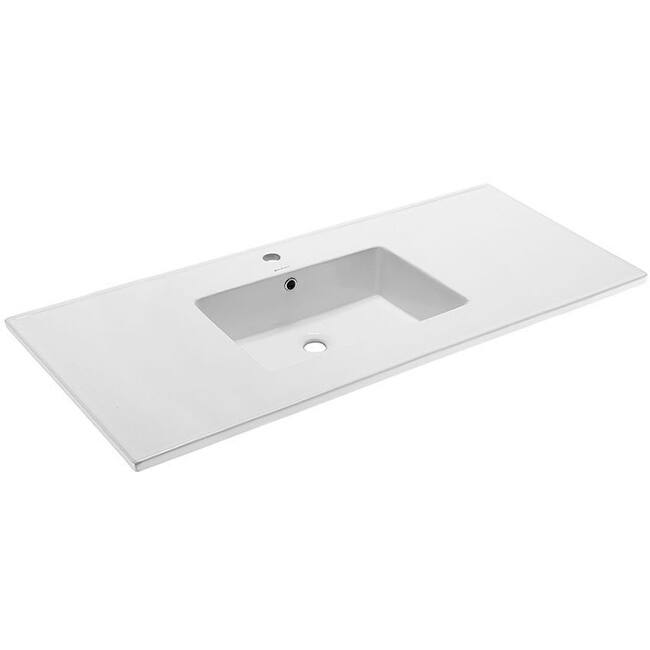 Swiss Madison Voltaire 50" Ceramic Vanity Top - 1 Pre-drilled Hole - Glossy White - Glossy