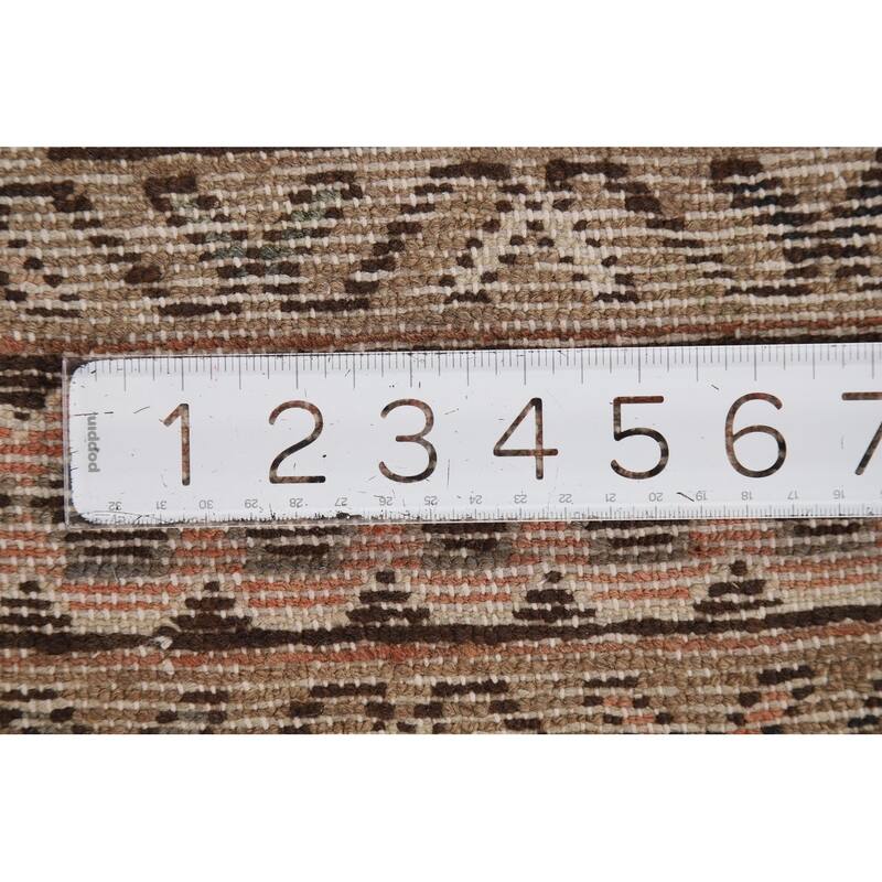 Hamedan Persian Vintage Runner Rug Hand-Knotted Peach Wool Carpet - 3'8" x 9'9"
