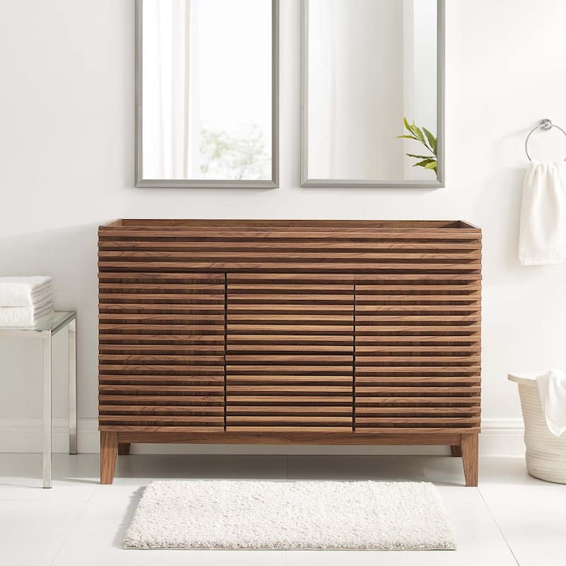 Render 48" Double Sink Compatible (Not Included) Bathroom Vanity Cabinet - Walnut
