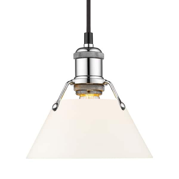 slide 2 of 2, Yep by Golden Lighting Orwell 1-light 8in Pendant in Chrome and Opal Glass - Silver