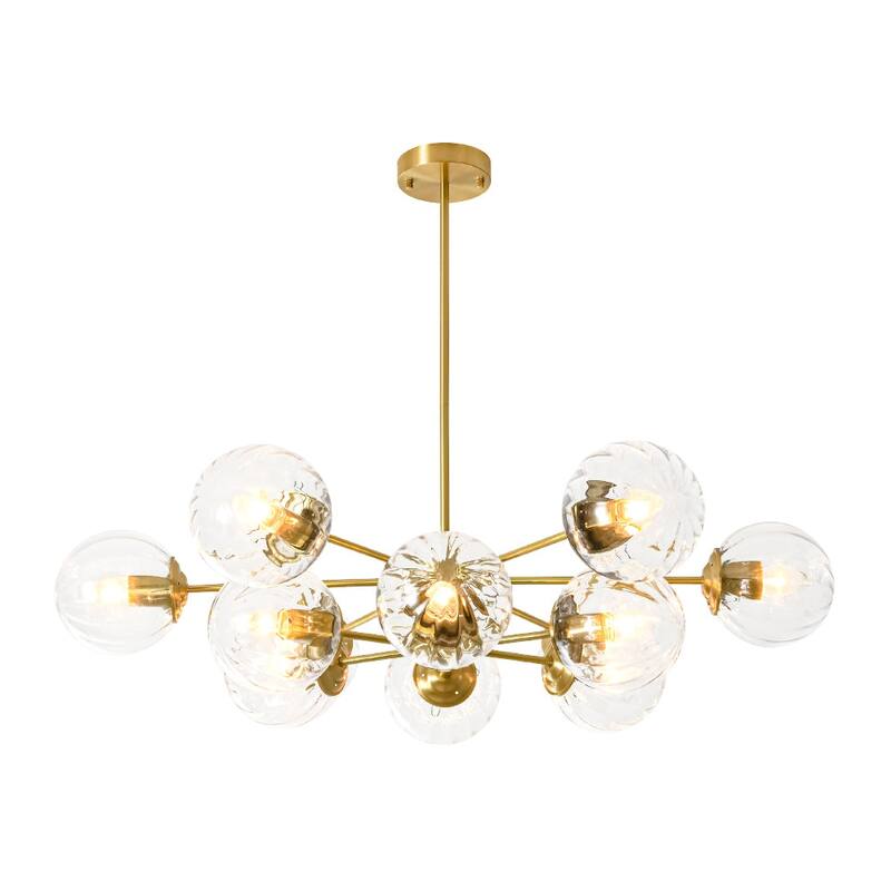 Classic Glam 12-Light Striped Glass Sputnik Tiered Chandelier - 35.4 in