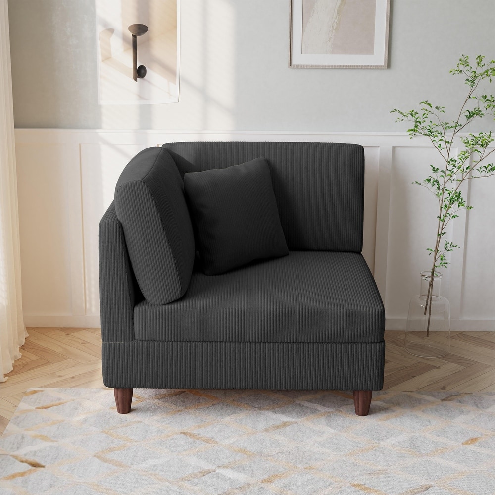 Corduroy Accent Chair with Ottoman Modular Couch Sectional Sofa