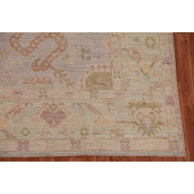 Hand Knotted Oriental 100% Wool Carpet Transitional All-Over Purples Oushak Area Rug - 11' 9'' X 8' 9''