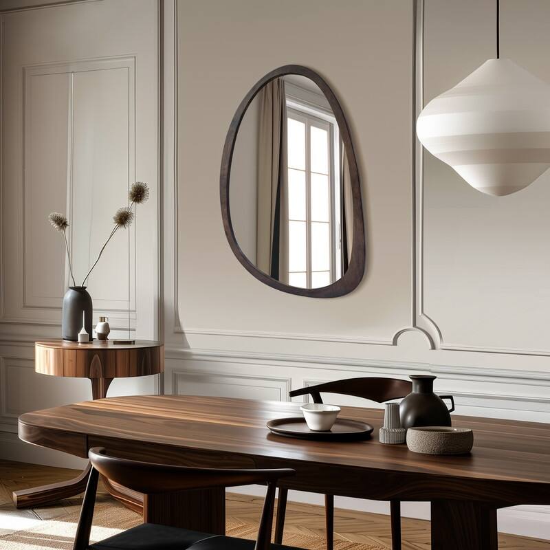 Irregular Mirror,Asymmetrical Wood Wall Frame Abstract Assymetrical Decorative Mirror