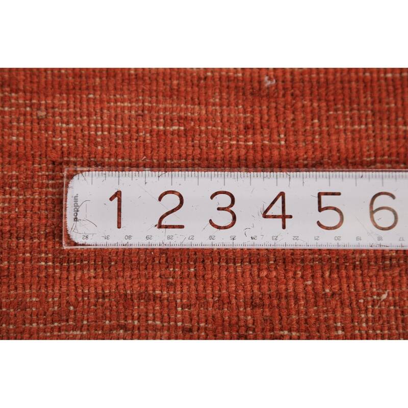 Striped Orange Gabbeh Modern Area Rug Hand-Knotted Wool Carpet - 6'6" x 9'10"