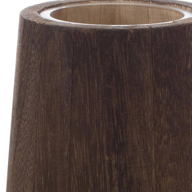 Set of Two Brown And Clear Glass Tapered Table Vases With Wood - 5.50