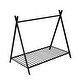 preview thumbnail 8 of 9, Black Twin Size Metal House Tent Floor Play Bed with Slat for Kids, Girls and Boys