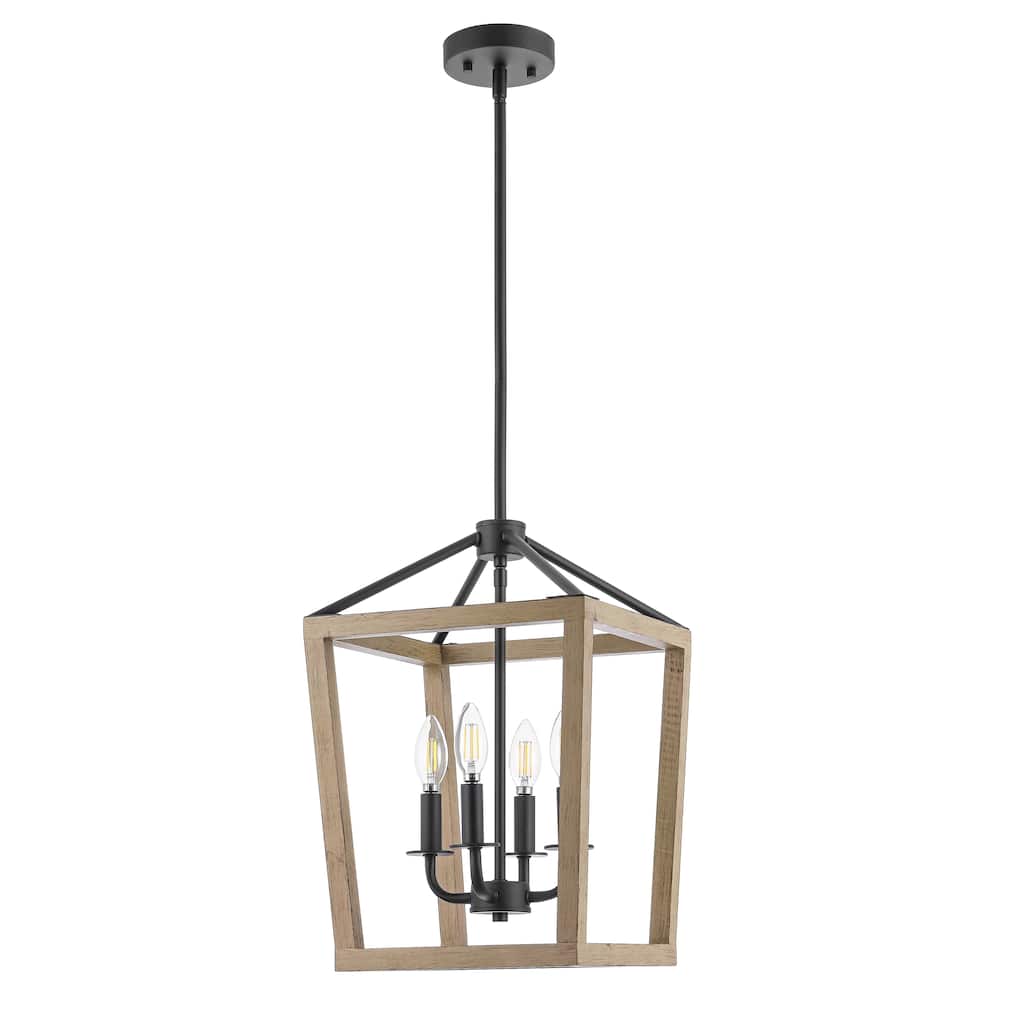 SAFAVIEH Lighting Samin Pendant - 12" W x 12" D x 26.8-56.8" H - Black/Natural - 12Wx12Dx57H