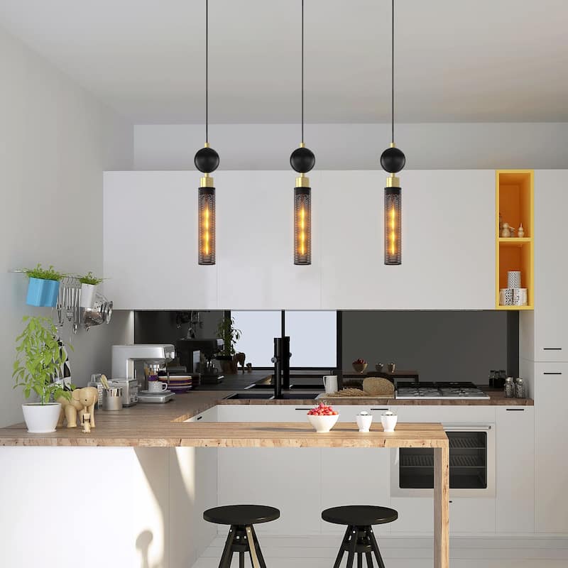 Black Wrought Iron Pendant Light - Adjustable - Kitchen Island Bedroom Bathroom