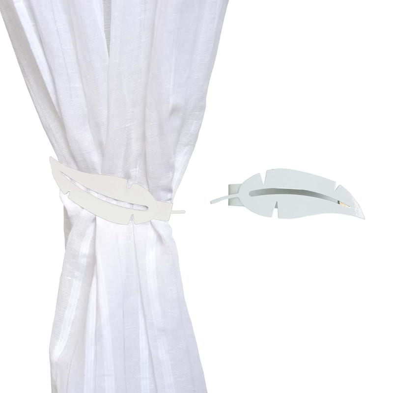 Metal Feather Tieback With Magnet Plume Black - 6.8"L x 2"W x 1"D