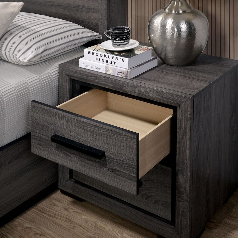 Rothwell Contemporary Grey Wood 2-Drawer Nightstand by Strick & Bolton