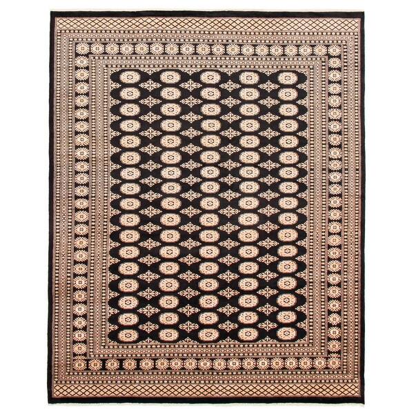 slide 1 of 9, ECARPETGALLERY Hand-knotted Finest Peshawar Bokhara Black Wool Rug - 7'11 x 10'1 Black - 7'11 x 10'1