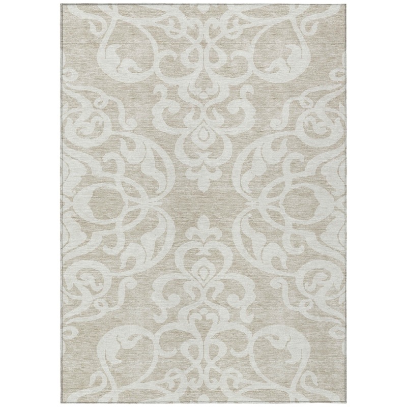 Machine Washable Indoor/ Outdoor Damask Glam Chantille Rug
