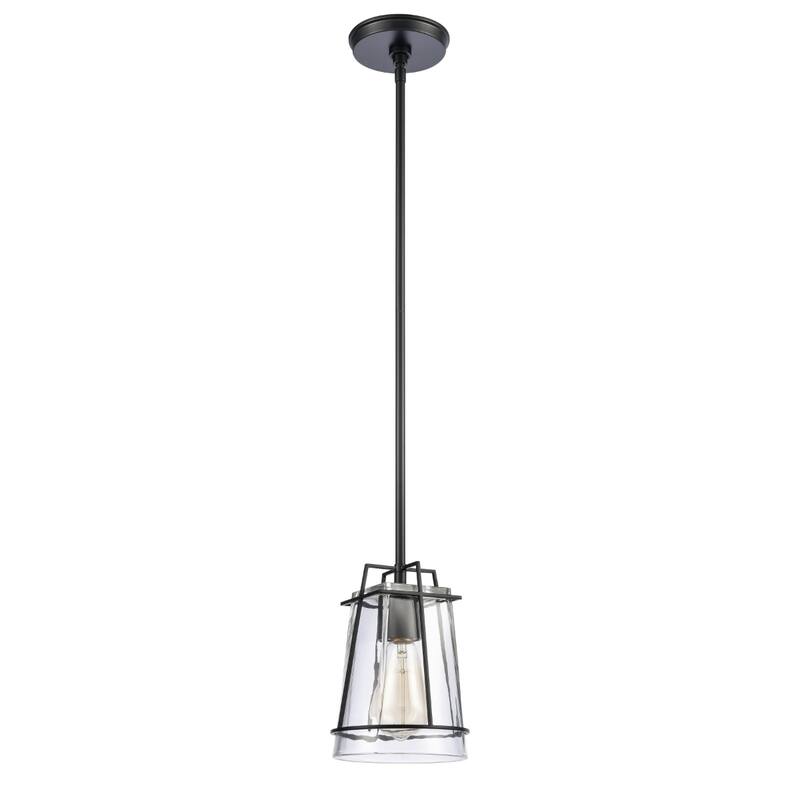 Square To Round 6-inch Wide 1-Light Mini Pendant in Matte Black - 6in W x 6in D x 9in H