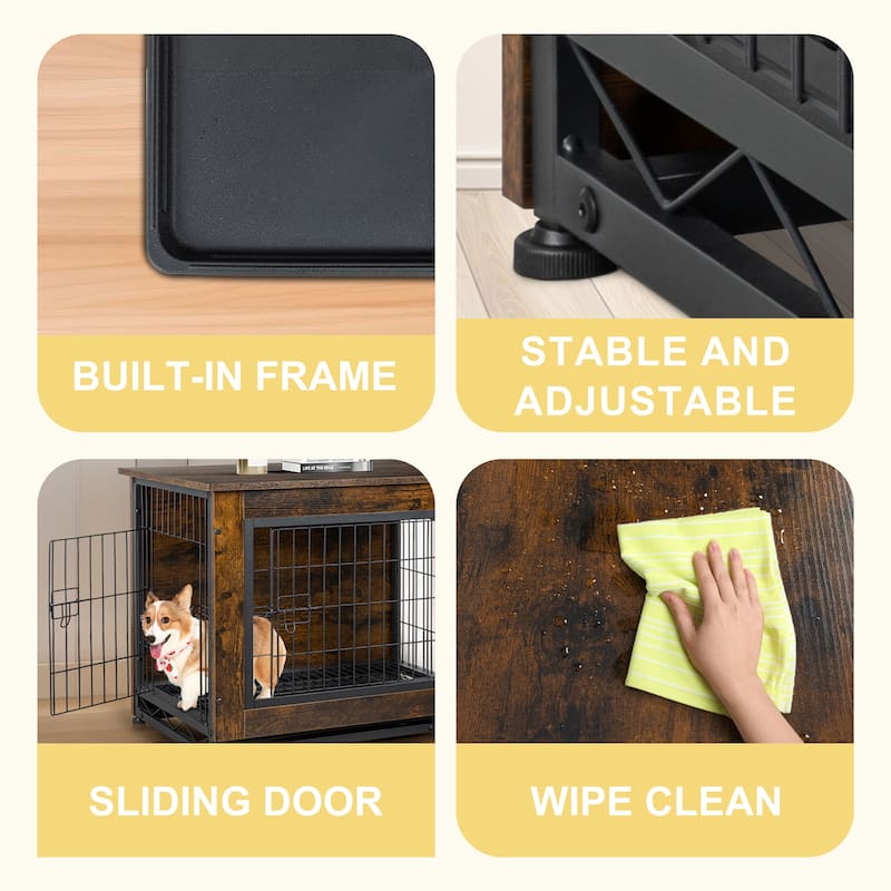 Futzca Dog Crate, Double-Doors Dog Furniture