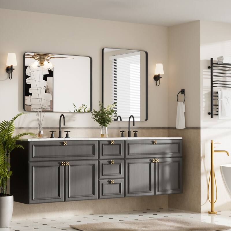 Rectangle Bathroom Vanity Mirror with Metal Frame(Vertical/Horizontal)