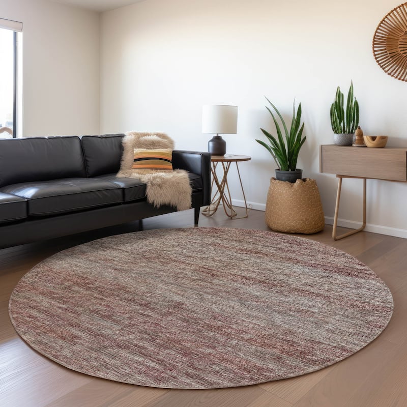 Premium Washable Super Soft Solid Ombre Mayfield Rug - Burgundy - 8' x 8' - Round