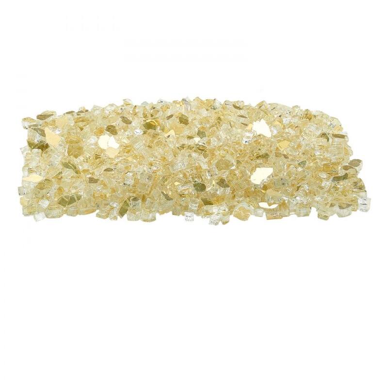 Gold Tempered Crushed Glass Fire Pit Glass Rocks 10 lbs Heat Resistant - 1/2 inch