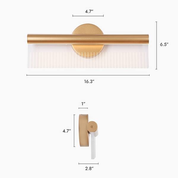 dimension image slide 0 of 3, Modern Gold LED Long Strip Wall Sconces Bathroom Vanity Lights