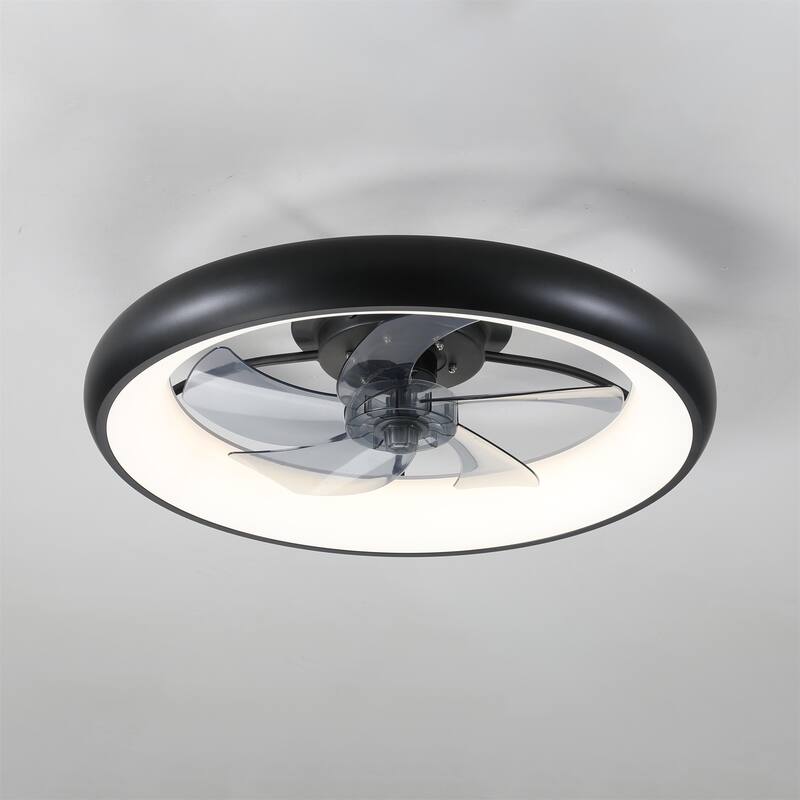Black White Lights Ceiling Fan with Dimmable LED - Black White