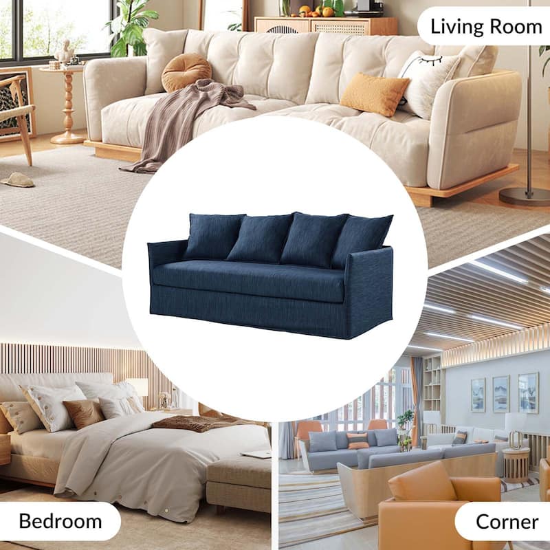 Gottfried 80" Slipcovered Sofa with Removable Cushions by HULALA HOME