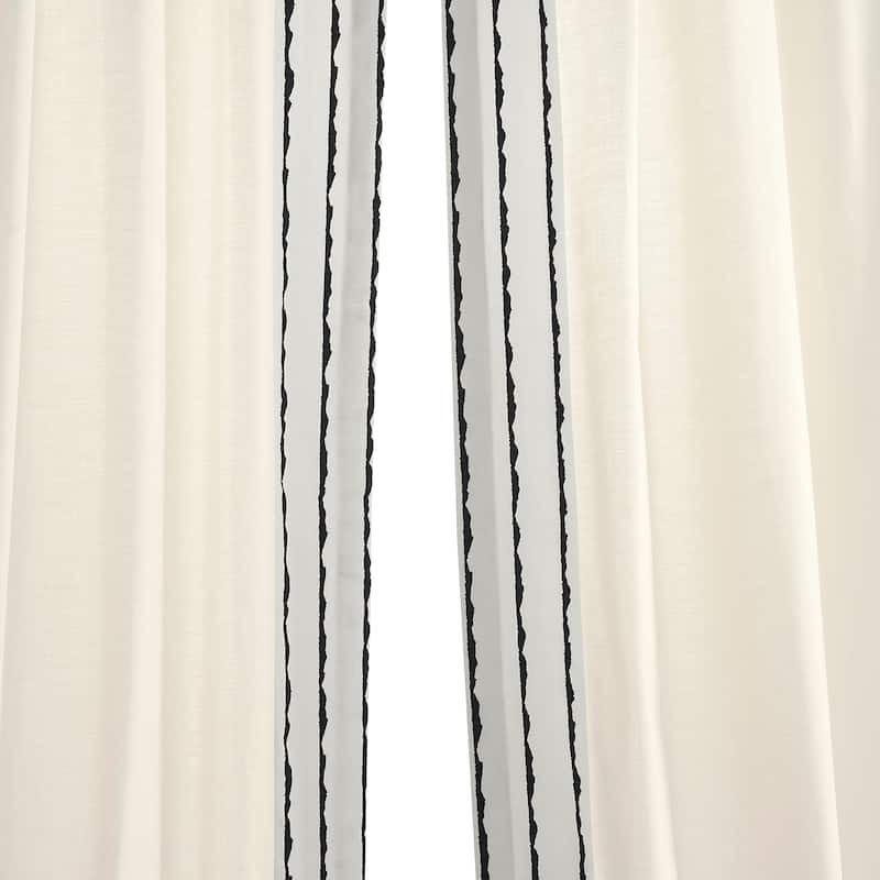 Exclusive Fabrics Sharkskin Bordered Cotton Semi Sheer Curtains (1 Panel)