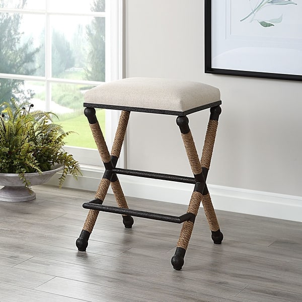 slide 2 of 9, Uttermost 23709 Firth 19" Wide Counter Stool Oatmeal