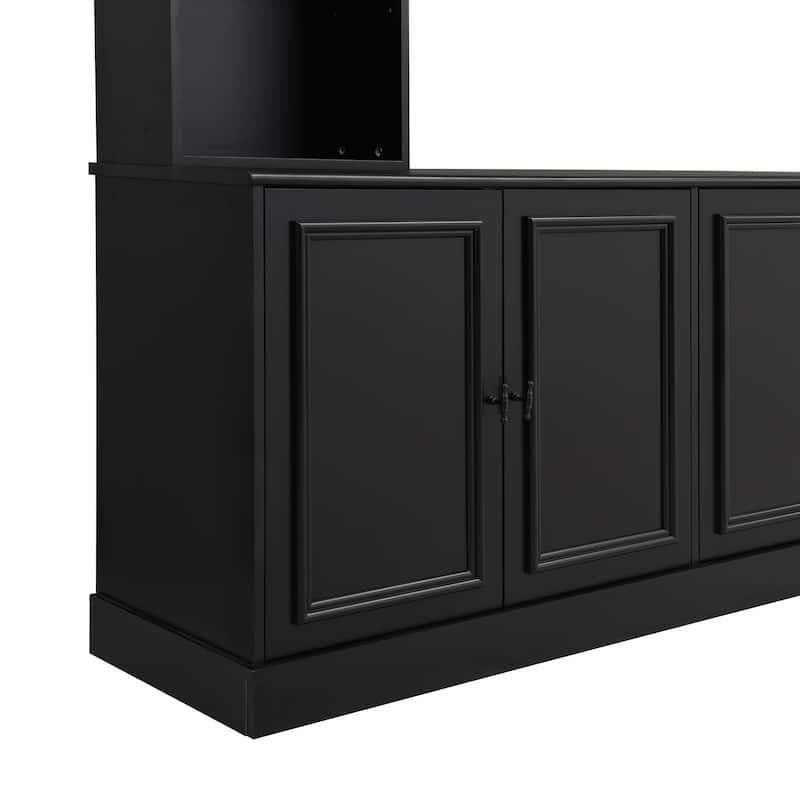 97.4"W 4-Piece Entertainment Wall Unit with Bridge & Bookshelf, Adjustable Shelf - TV Stand for TVs Up to 70"