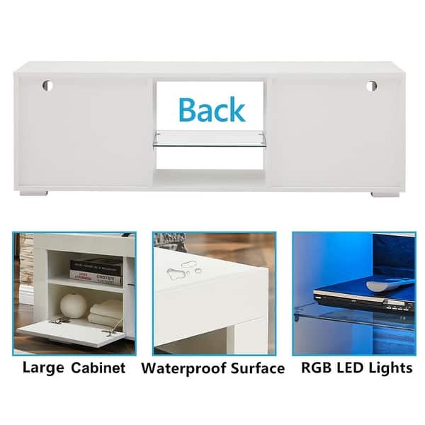 Modern LED TV Stand Media Console with LED lights, High Glossy - 51L*14W*16Hinch