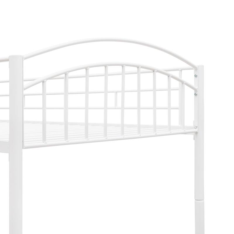 Convertible Twin Over Twin Metal Bunk Bed, White, Space-Saving Design