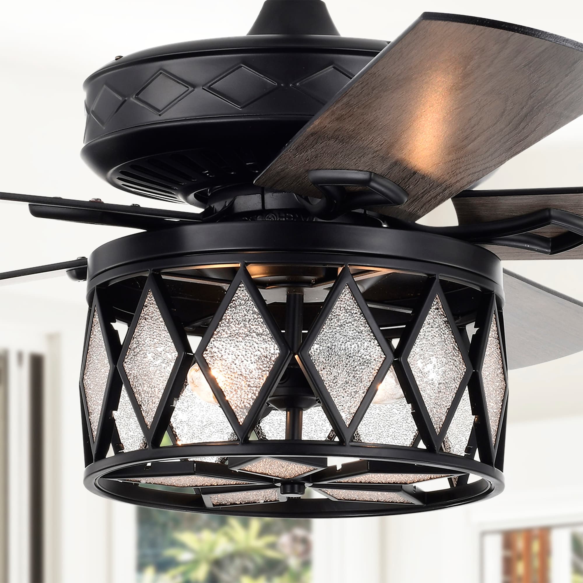 Warehouse of Tiffany Jescha 52 Inch Matte Black Oil rubbed Finish Traditional Style Ceiling Fan with Remote