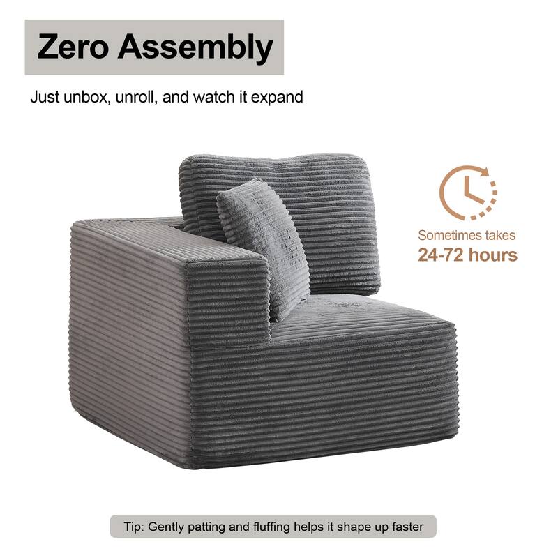 Convertible Corduroy Modular Sectional Sofa No Assembly Required