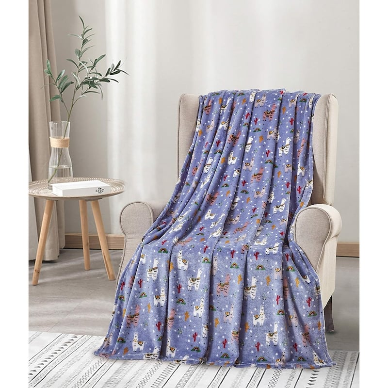 Décor&More Whimsy Collection Microplush Throw Blanket (50" x 60") - Llama Llama
