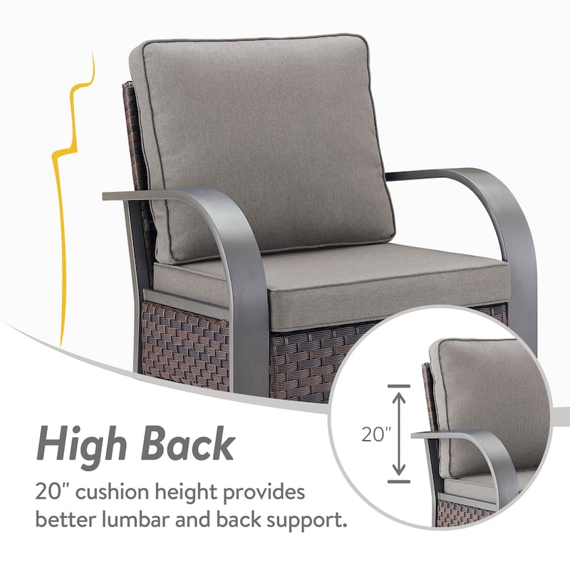 Gymojoy Industrial Style Outdoor Wicker Swivel Glider Chairs Set of 2