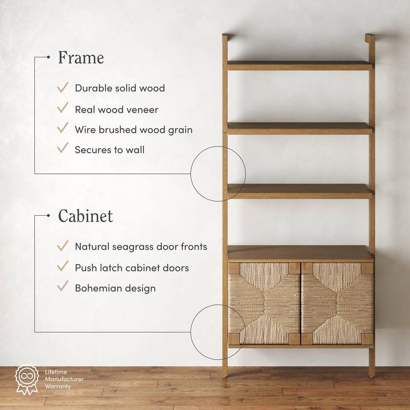 Nathan James Theo Open Shelf Industrial Bookcase with Drawers or Cabinets