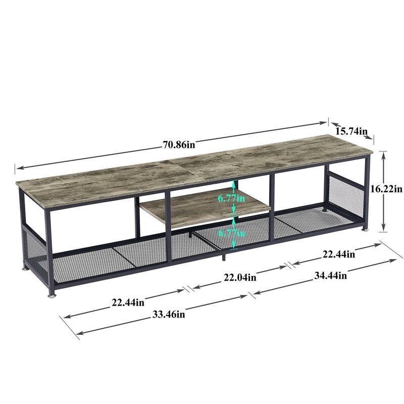Javlergo TV Stand Industrial Entertainment Center Media Console Table with Storage and Mesh Shelf for Living Room/Bedroom, Grey