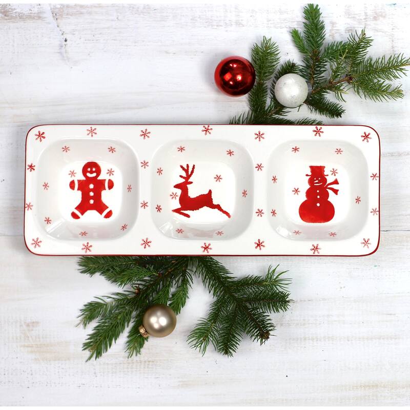 Euro Ceramica Winterfest 3 Part Divided Dish