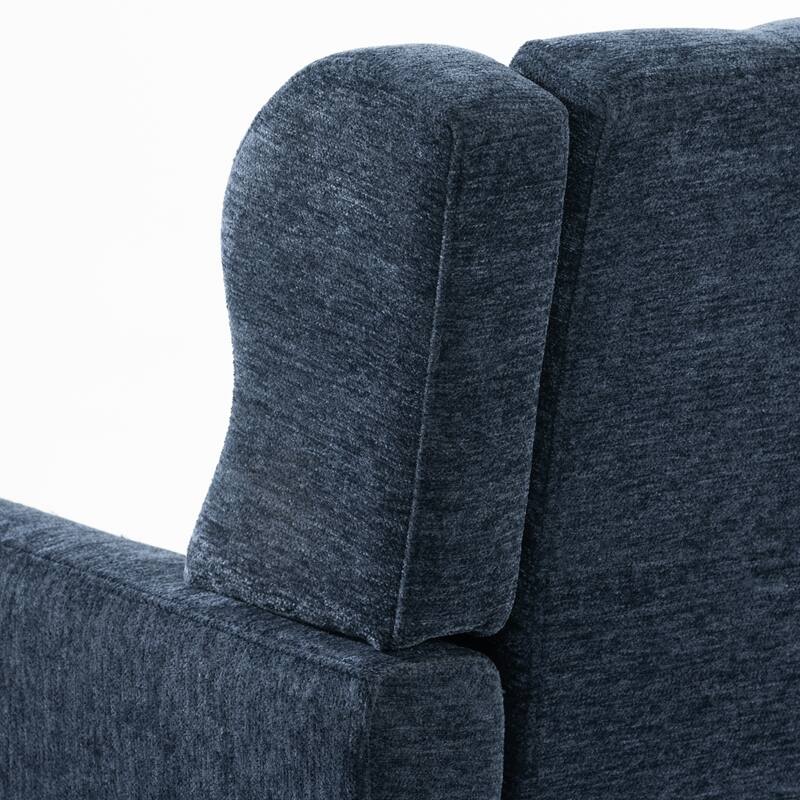 Dark Blue Modern 24.21" Upholstered Button Tufted Arm Chair with Wood Legs for Living Room