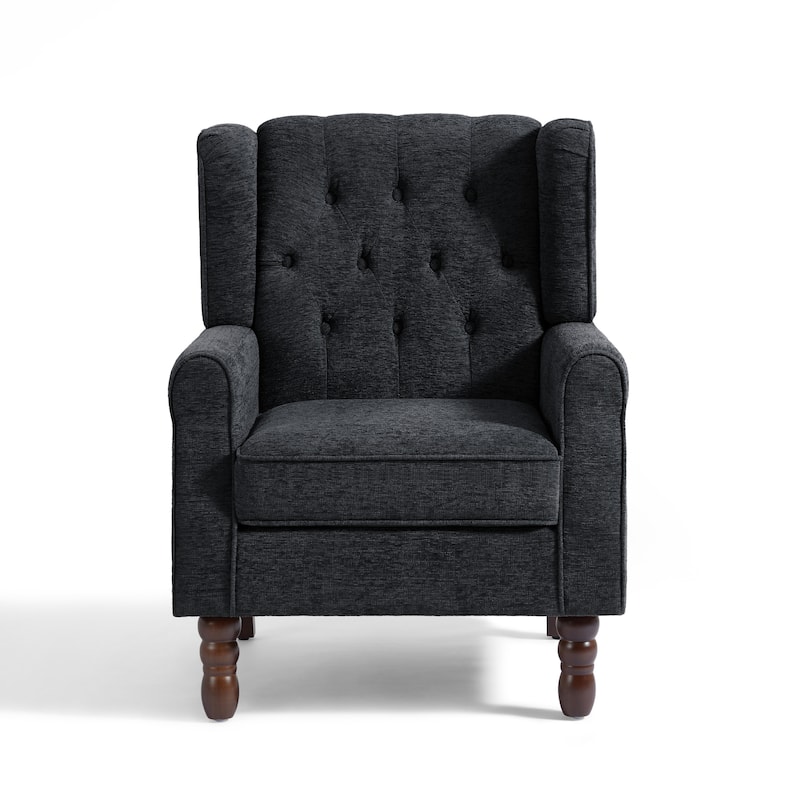 Button Tufted Armchair Wingback Wood legs Accent Chairs (Set of 2)