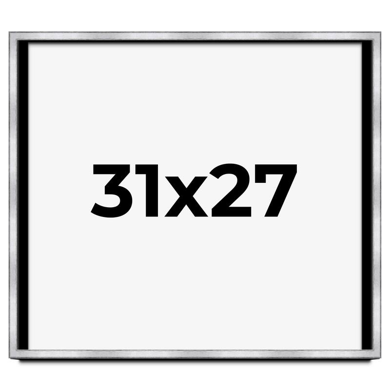 31x27 Shadow Box Frame Silver | 1.375 Inches Deep Real Wood